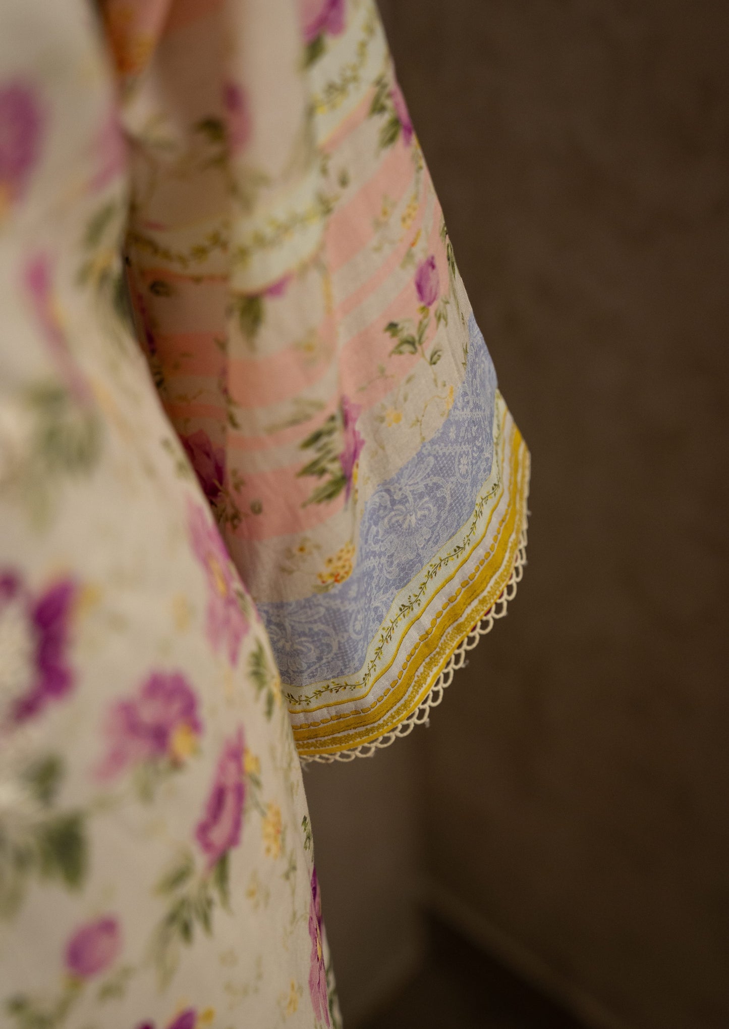 Lawn Floral Printed Suit Set With Parallel Pants & Lawn Dupatta