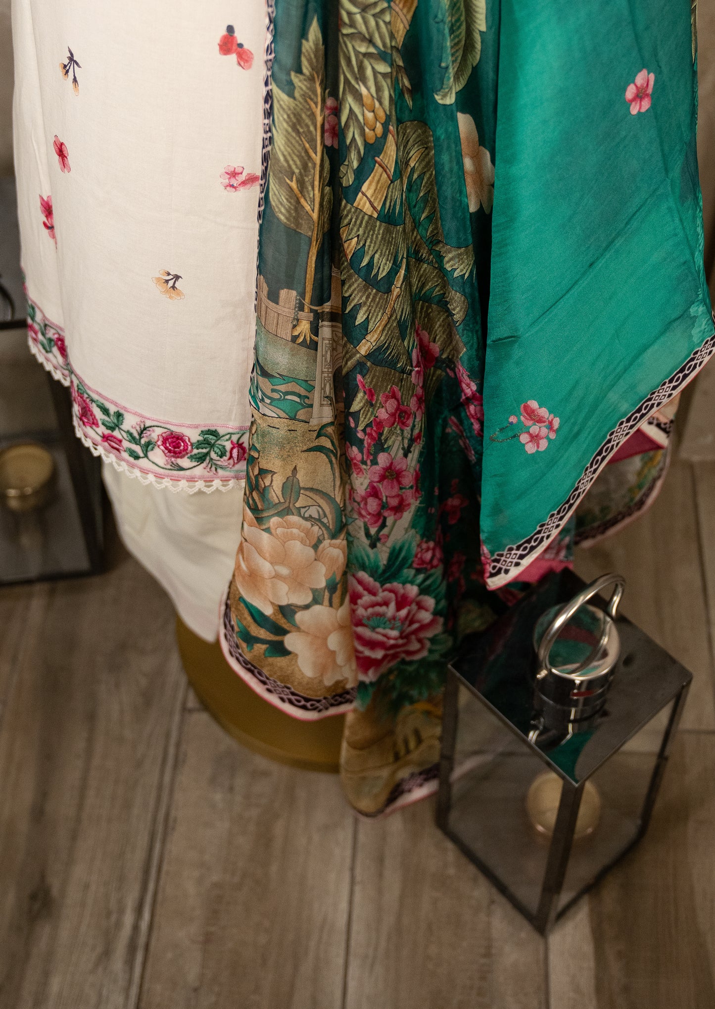 Lawn Printed Suit Set With Silk Dupatta
