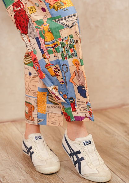 Peach Loose Fit Printed Box Pleated Coord Set