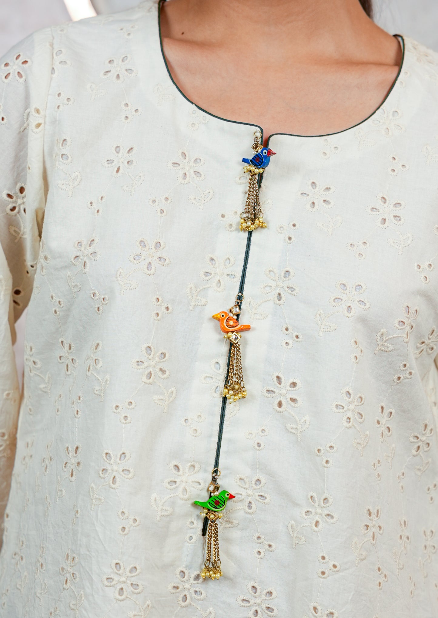 Off White Hakoba Kurta with Printed Farshi Salwar Set