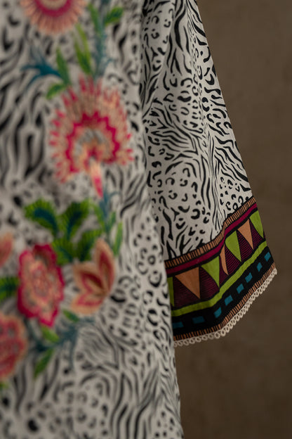 Animal Printed Suit Set With Multicolor Dupatta