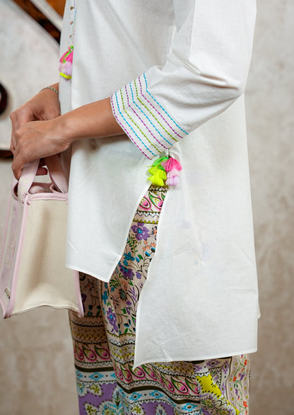 Ivory A-Line Tunic with Neon Detailing Coord Set