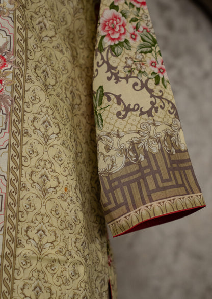 Lime Printed Suit Set With Dupatta