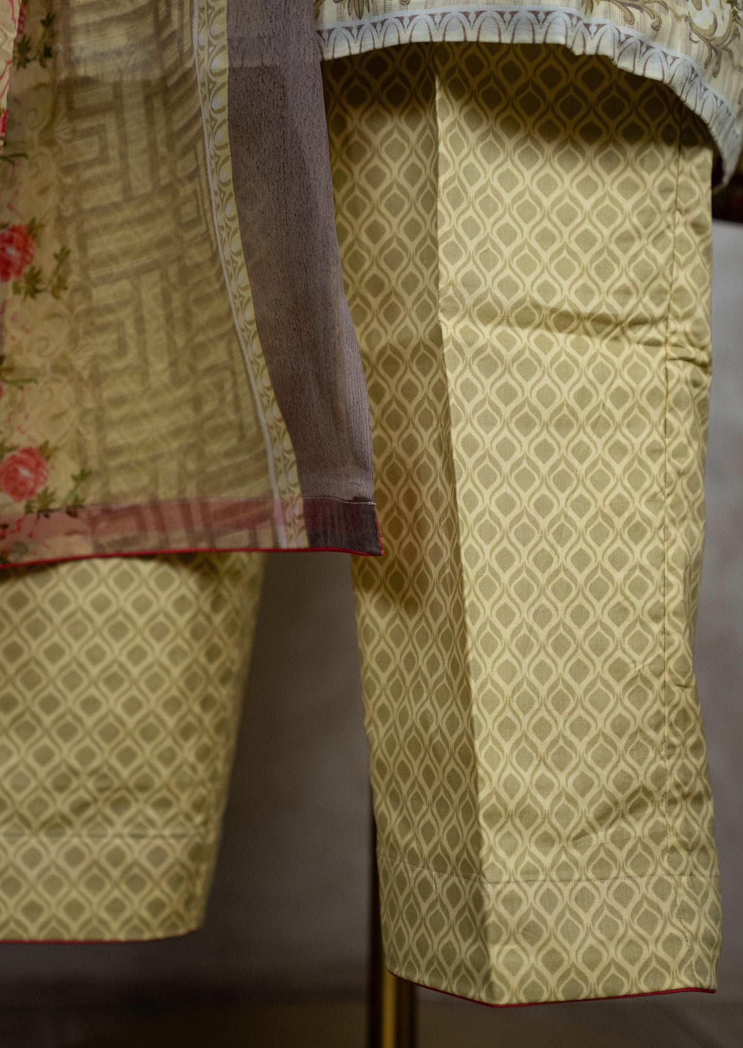 Lime Printed Suit Set With Dupatta