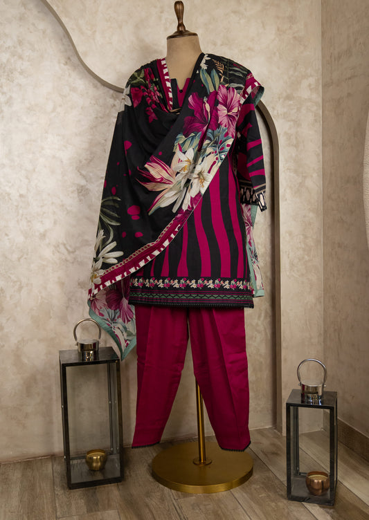 Lawn Animal Printed Suit Set With Dupatta