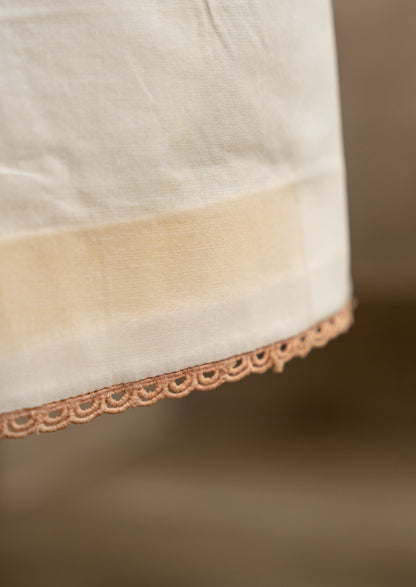 Peach Embroidered Lawn Suit Set With Chiffon Dupatta