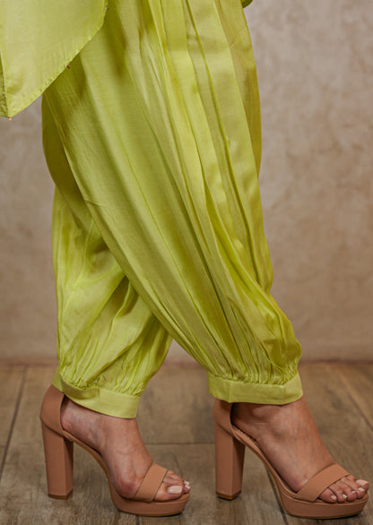 Neon Green Muzlin Kurta with Afghani Salwar Set