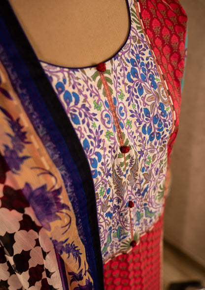 Lawn Printed Suit Set With Chiffon Dupatta