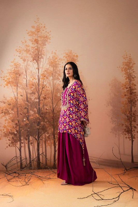 Purple Ikat Bloom Kurta Set