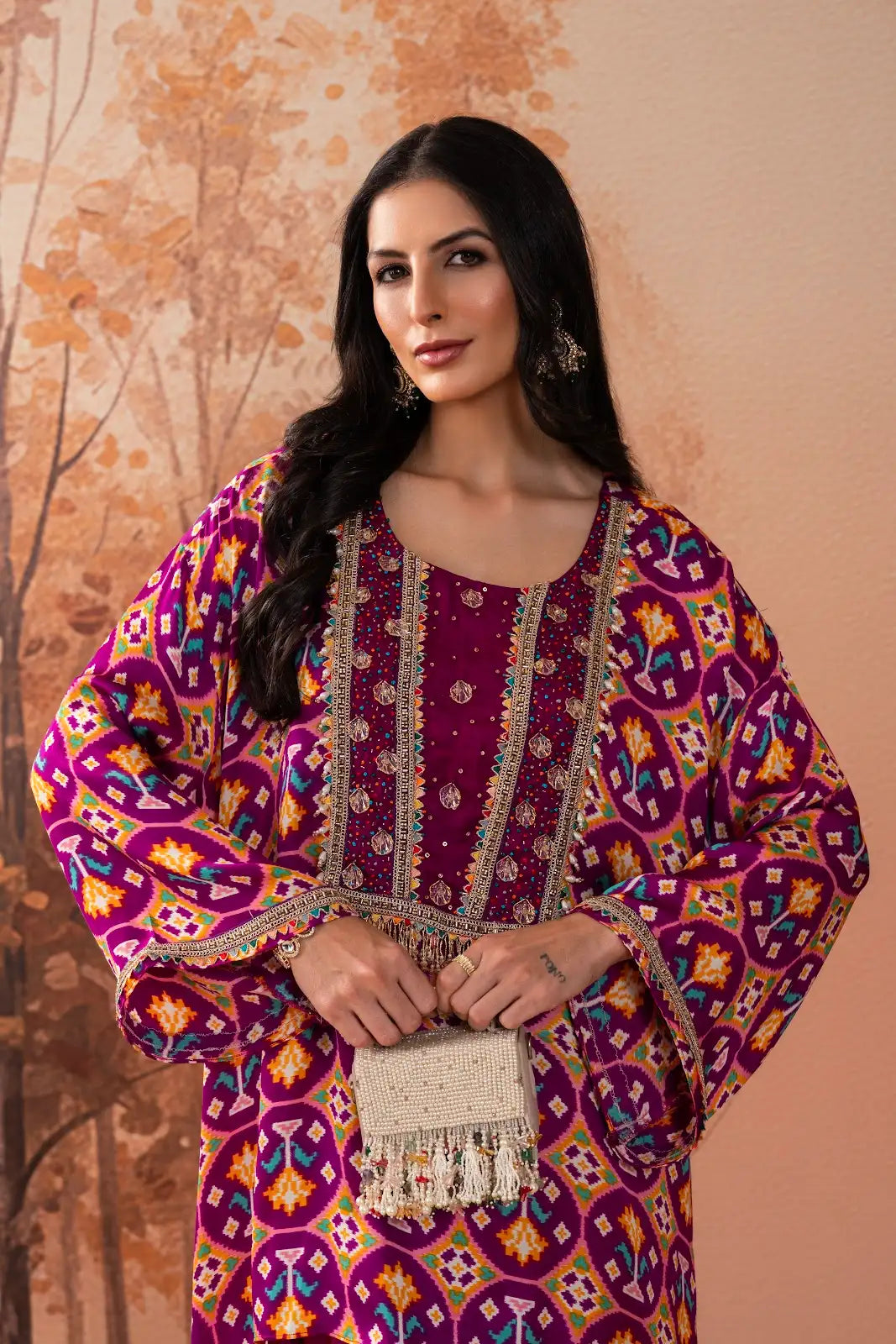 Purple Ikat Bloom Kurta Set