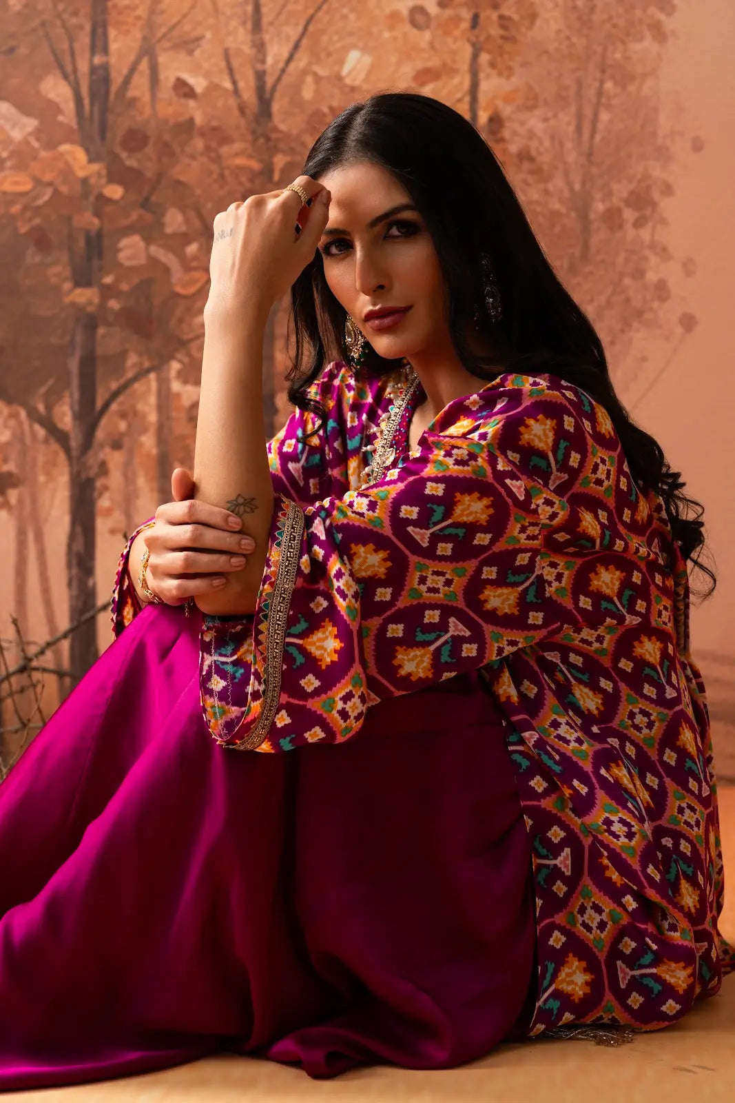 Purple Ikat Bloom Kurta Set