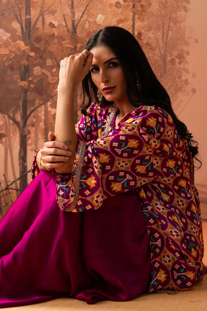 Purple Ikat Bloom Kurta Set