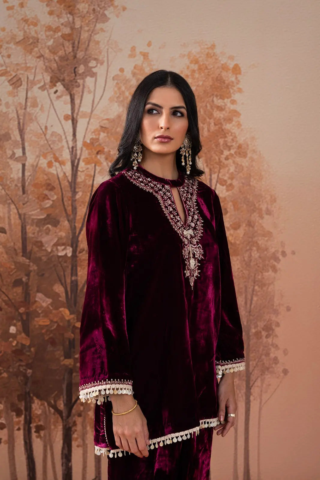 Rush Berry Velvet Winter Co-Ord Set