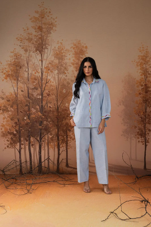 Powder Blue Crushed Co-Ord Set