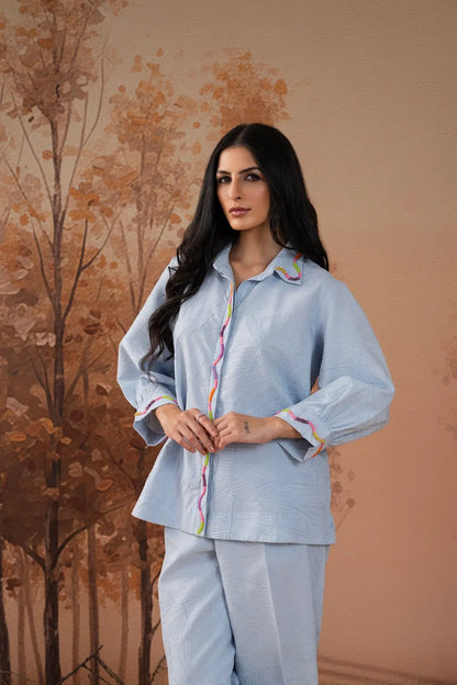 Powder Blue Crushed Co-Ord Set