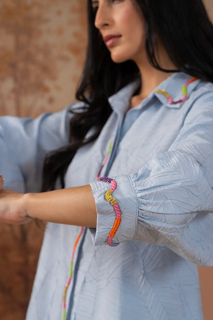 Powder Blue Crushed Co-Ord Set