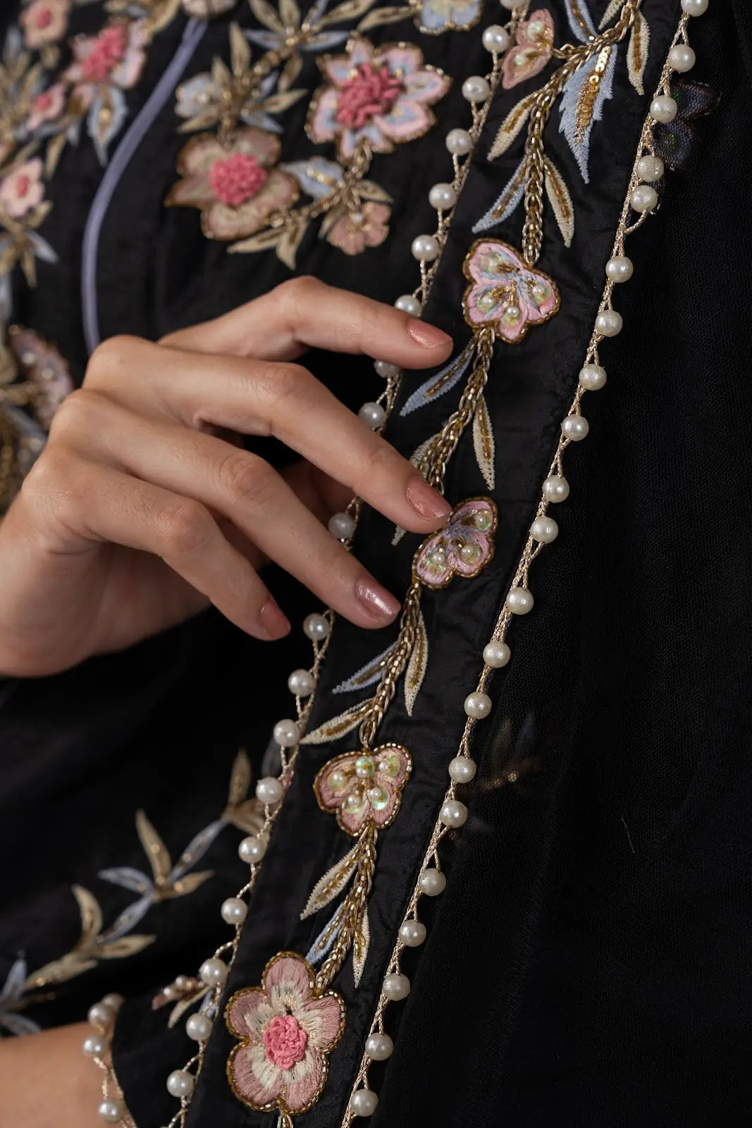 Black Zardozi Floral Suit