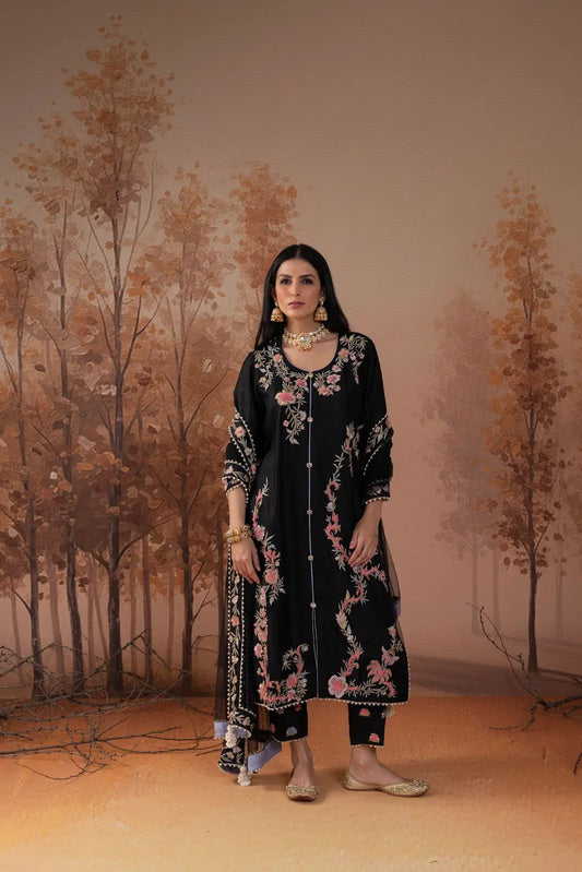 Black Zardozi Floral Suit