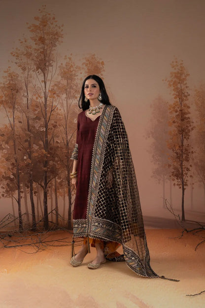 Vintage Wine Silk Suit