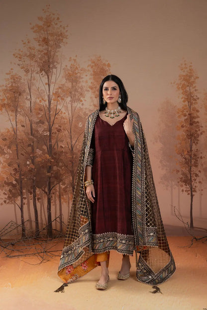 Vintage Wine Silk Suit