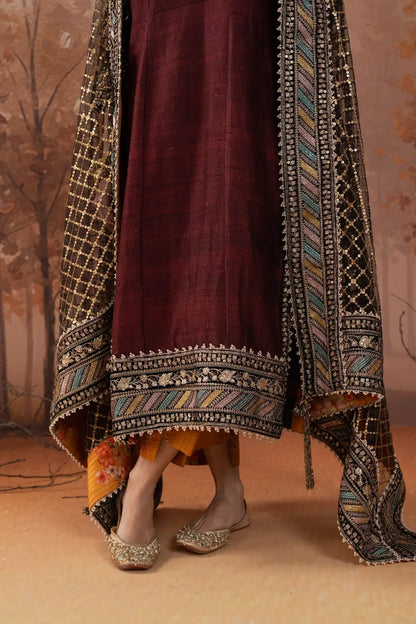 Vintage Wine Silk Suit