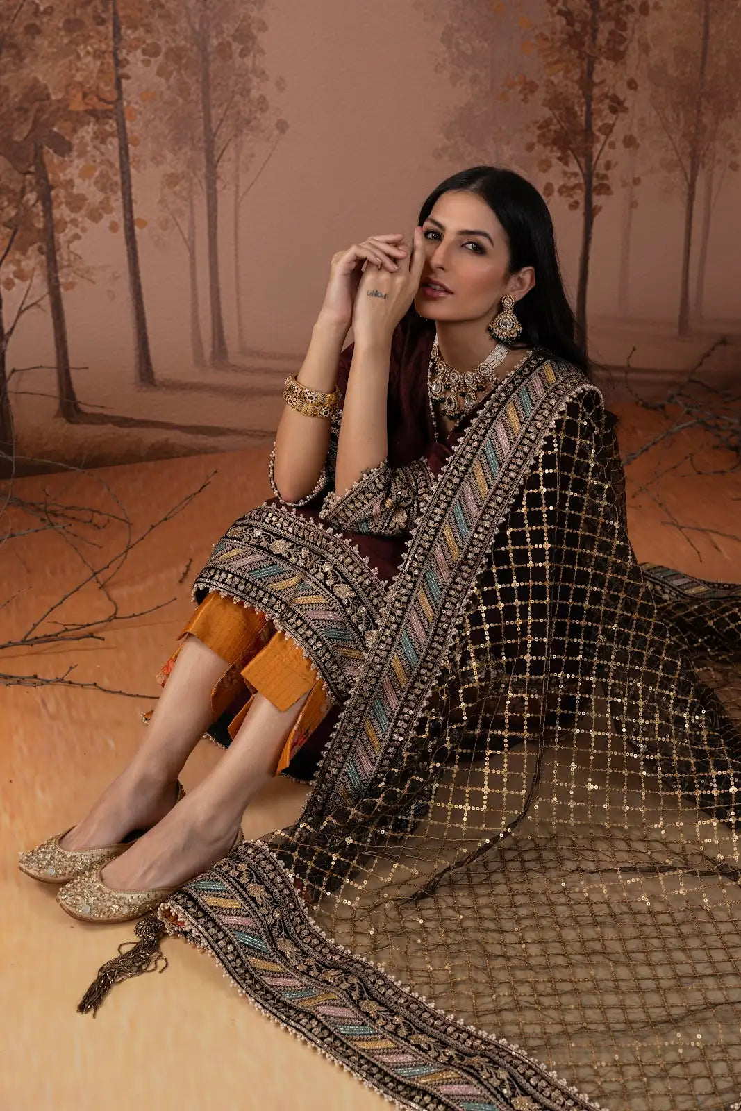 Vintage Wine Silk Suit